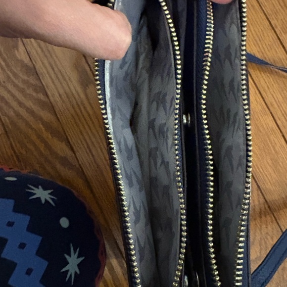 Lo & Sons Pearl Handbag, Blue/Navy Saffiano with Gold Hardware - Picture 9 of 15